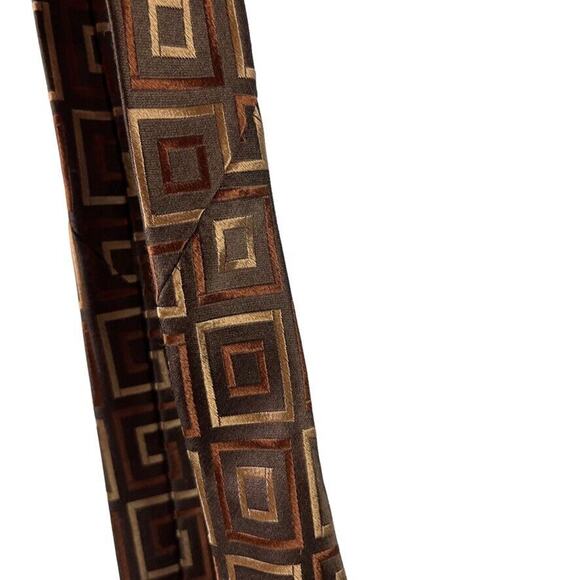 Jos A Bank Signature Collection Mens Italy Made Brown 100% Silk Tie Necktie - Picture 5 of 16